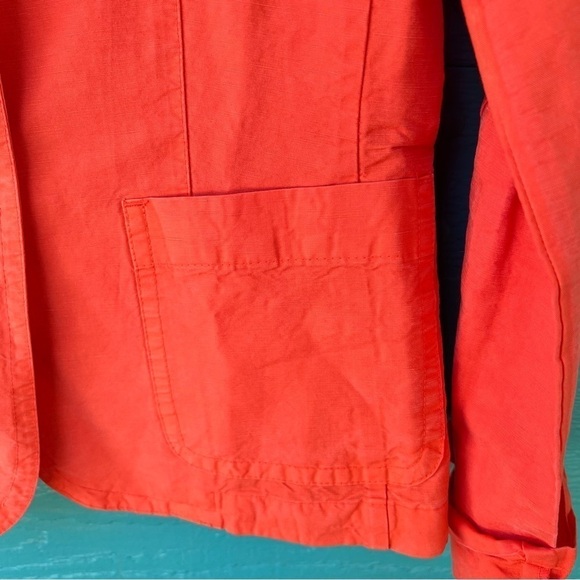 J.CREW LINEN SCHOOLBOY BLAZER LIGHTWEIGHT PATCH POCKETS SIZE 10 ORANGE EUC - Picture 2 of 8